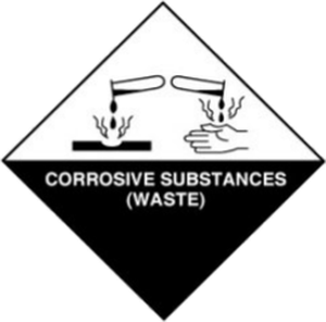 Warning label 11: Corrosive substances