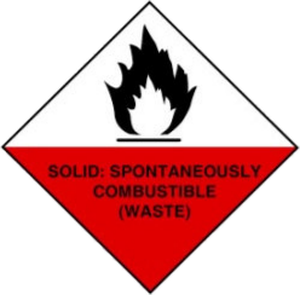 Warning label 4: Solid: spontaneously combustible