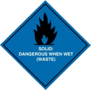 Warning label 5: Solid: dangerous when wet
