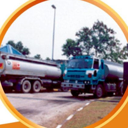 Two Petrojadi road tankers on a depot road